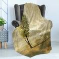 thumbnail image 4 of Tree Soft Flannel Fleece Throw Blanket, Surreal Landscape with Lonely Tree in Beige Tones Elements of Woodland, Cozy Plush for Indoor and Outdoor Use, 60" x 80", Beige Green Pale Yellow, by Ambesonne, 4 of 5