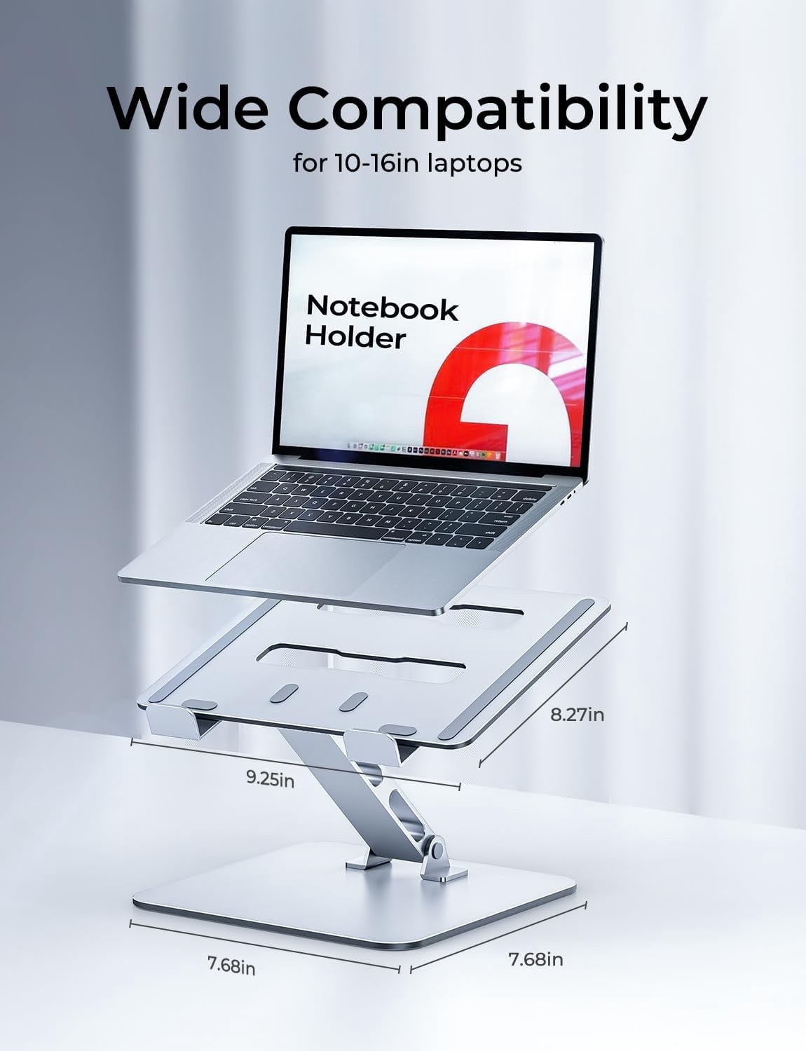 NEOYFC Ergonomic Laptop Stand for Desk, Foldable Computer Stand, Stable Aluminum Lectern Notebook Riser & Portable Laptop Holder Mount Compatible with 10-16" MacBook Pro/Air, Dell, HP