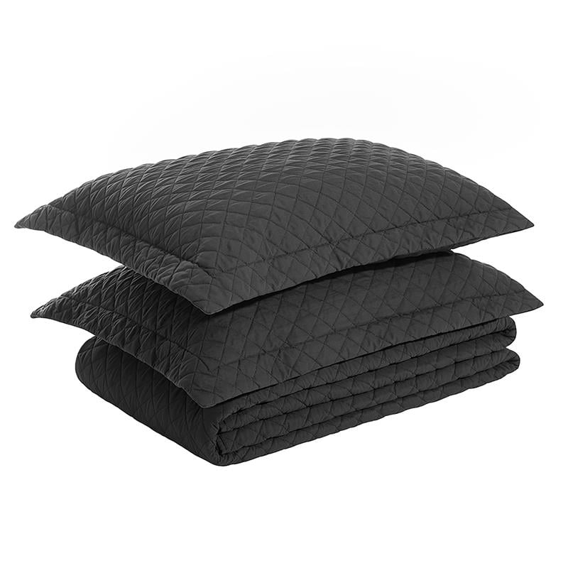 Quilt Set Queen Grey Bedspread, Quilted Bedding Quilt (90''x96''), 3pcs Quilt Set (1 Quilt, 2