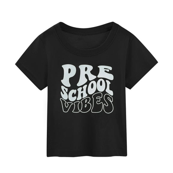 TOOYOU Boys Summer T-Shirt Toddler First Day Of School Shirt In My Preschool Shirt Toddler Kindergarten Shirts Back To School Casual Top Size 12-24 Months Black