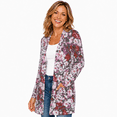 thumbnail image 2 of Women's Plus Size Burgundy Floral Cardigan, Long Sleeve Open Front Tunic with Pockets, 2 of 8