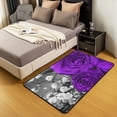 thumbnail image 3 of Purple Floral Area Rug 5x7 for Bedroom Living Room, Romantic Purple Rose Rug Women Men, Elegant Rose Flowers Carpet Non Slip, Valentine's Day Room Decor Indoor Floor Mat, Black Grey, 3 of 6