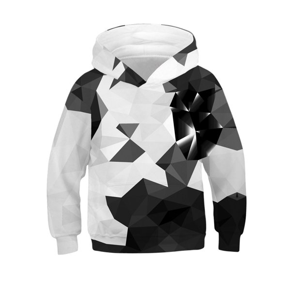 Aocisk Boys Girls Print Hooded Pullover Sweatshirt Casual Kids Hoodie Comfortable Blend Youth Children Apparel Black 12-13 Years