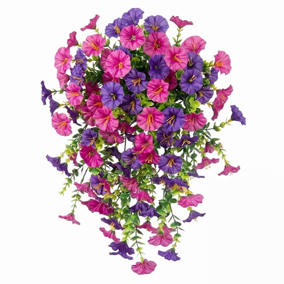 Xingtaoda Outdoor Artificial Flowers Fake Morning Glory Hanging Vines 2 Packs 45 Flowers Each For Patio Porch Home Decor