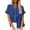 Blue, variant on jsaierl Women Casual Stand Collar Short Sleeve Solid Color Shirt Top Single-Breasted Cardigan Blouse With Pockets