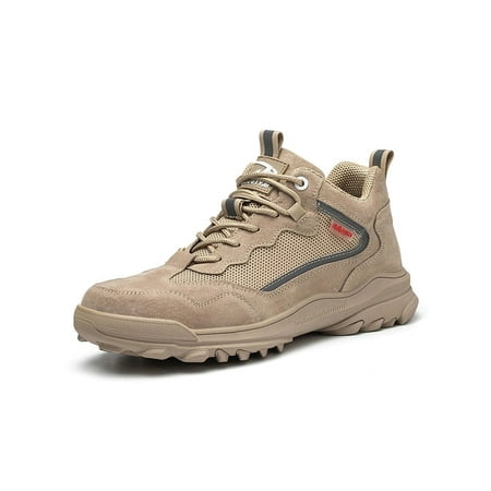 

Gomelly Mens Working Shoes Slip Resistant Protection Booties Breathable Work Safety Boot Indestructible Boots Workplace Industrial Shoe Khaki 7