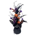 thumbnail image 2 of AURIGATE Mini Halloween Tree, Black Gothic Tabletop Spiderweb Tree with Glitter Skull for Home Mantel Decor, 2 of 7