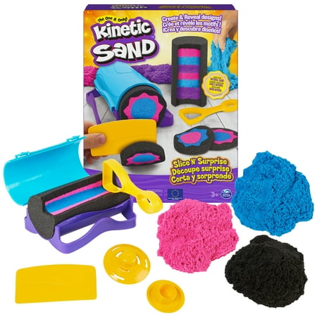 UPC: 0778988378113 | Kinetic Sand Slice N Surprise with 13.5oz Sand (3 Colors) and 7 Tools