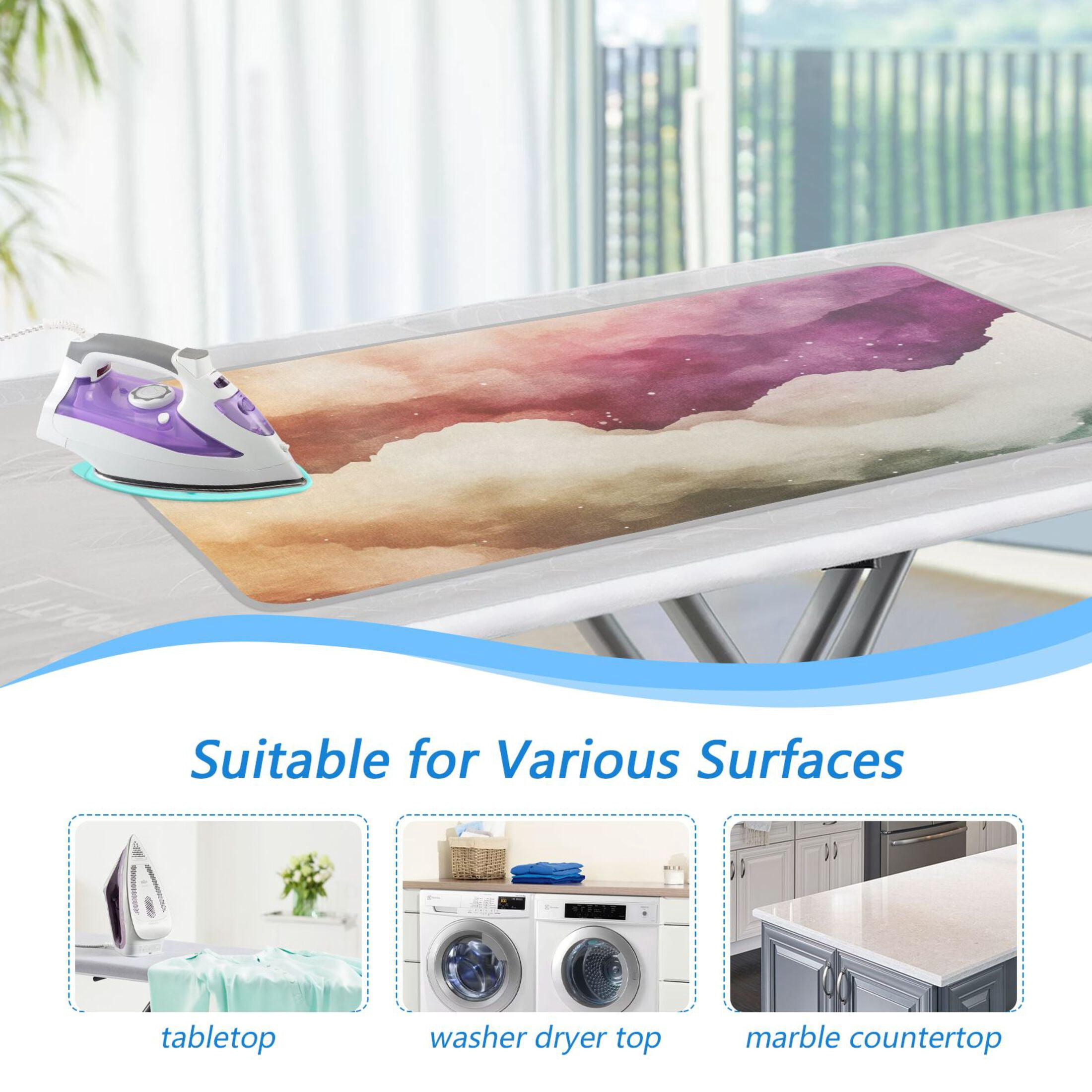 Watercolor Clouds Ironing Mat Blanket for Table Top Travel Portable Ironing Board Pad 47.2x27.6 Inch