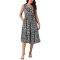thumbnail image 2 of Vestido de verano bohemio para mujer Inspire Chic, con escote en V, estampado floral, midi en capas, casual, negro, talla XL, 2 of 5