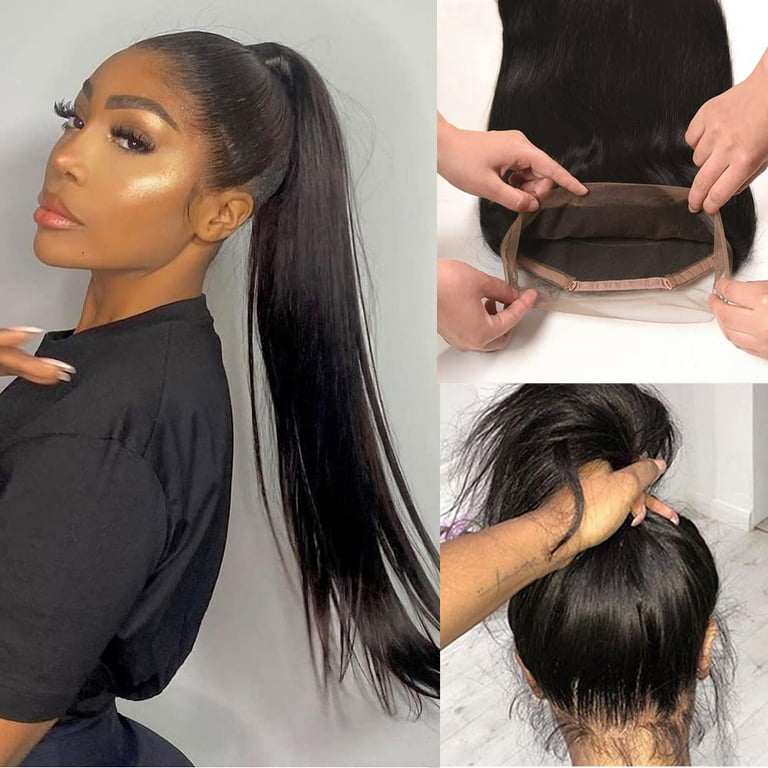 12 inch 360 Lace Frontal Closure Straight Human Hair 100% Brazilian Remy  Human Hair 360 Full Transparent Lace Frontal Closure Pre Plucked With Baby  Hair 150% Density Straight Frontal Closure Natural C 