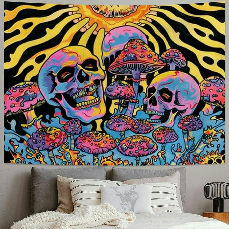 BCIIG Sublime Sun Tapestry Aesthetic Mushroom Poster Skull Vertical Tapestry for Home Decoration Walmart