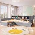 thumbnail image 3 of Harper & Bright Designs L Shaped Twin Beds for 2, Corner Bed with Trundle & Drawer, Twin Size L Shaped Bed with Storage Shelf for Boys and Girls, Grey, 3 of 16