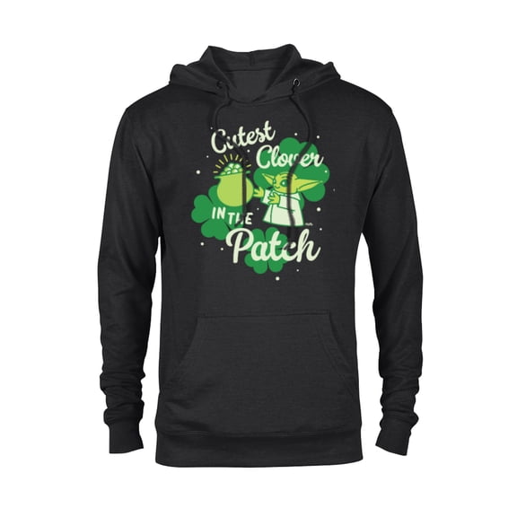 Star Wars The Mandalorian Grogu Cutest Clover in the Patch - Pullover Hoodie for Adults - Customized-Black