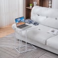 thumbnail image 3 of Ktaxon C Shaped End Table, Side Table Living Room, C Table for Sofa, Couch Table, Snack Side Table for Bedroom White, 3 of 10