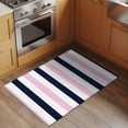 thumbnail image 3 of Pink Navy Blue Striped Large Area Rugs for Bedroom Living Room, Soft Non Slip Carpet Bedside Rug, Farmhouse Stripe Art Rectangular Floor Cover Kitchen Accent Rug 2'x3' for Dining Room/Office, 3 of 9