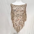 thumbnail image 5 of Sequin Crochet Poncho Cover Up for Women Fringe Asymmetrical Beach Vacation Top, 5 of 5