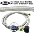 Upgrade 6 FT Braided Propane Regulator and Hose with Gauge, QCC1