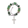 thumbnail image 2 of Stainless Steel Jeremiah 29:11 - I Have Plans for You Engraved Cross - Green Christmas Bead Bracelet, 2 of 4