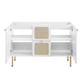 thumbnail image 3 of Pemberly Row 48" Wood & Rattan Bathroom Vanity Cabinet in White, 3 of 11