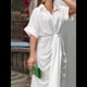 thumbnail image 5 of Vestido Camisero Fruncido de Verano para Mujer, Corta, Solapa, Cuello en V, Fiesta, Cintura Alta, XXL, 5 of 9