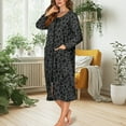 thumbnail image 3 of Xoenoiee Black Leopard Print Women's Zipper Robe Long Sleeves Housecoat Full Length Nightgown Soft Loungewear Robe with Pockets, S, 3 of 7