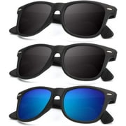 Polarized Sunglasses for Men and Women Matte Finish Sun glasses Color Mirror Lens 100% UV Blocking 3 Pack