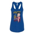 thumbnail image 2 of Wild Bobby, Betty Boop America Land of the Free Home of the Brave Betty Boop Ladies Racerback Tank Top, Royal, Medium, 2 of 5