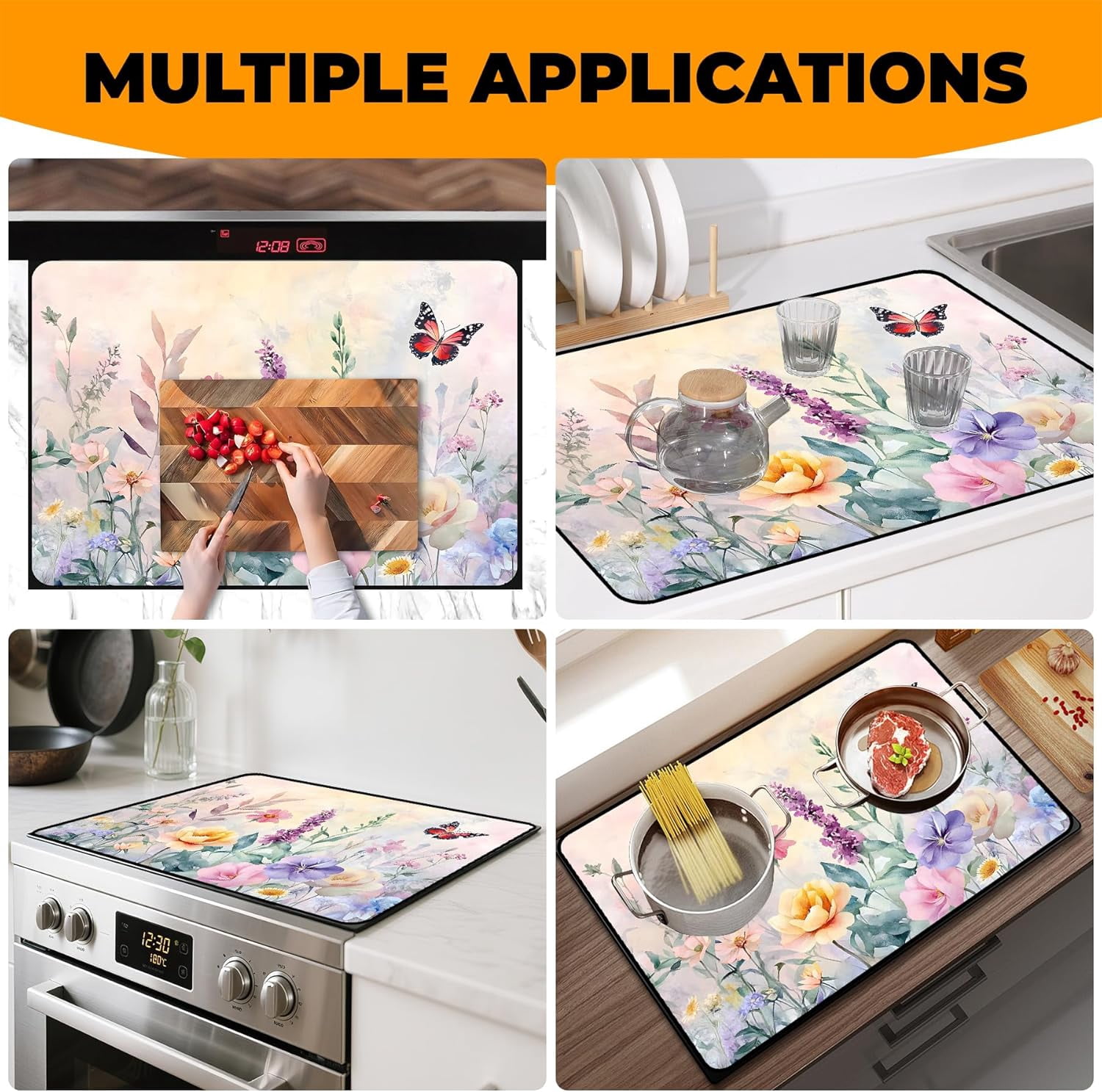 Heat-Resistant Glass Stove Top Cover with Anti-Slip Rubber Coating – 28.5x20.5 Inch Electric Stove Protector, Scratch-Resistant, Expands Counter Space, Stylish Kitchen Decor