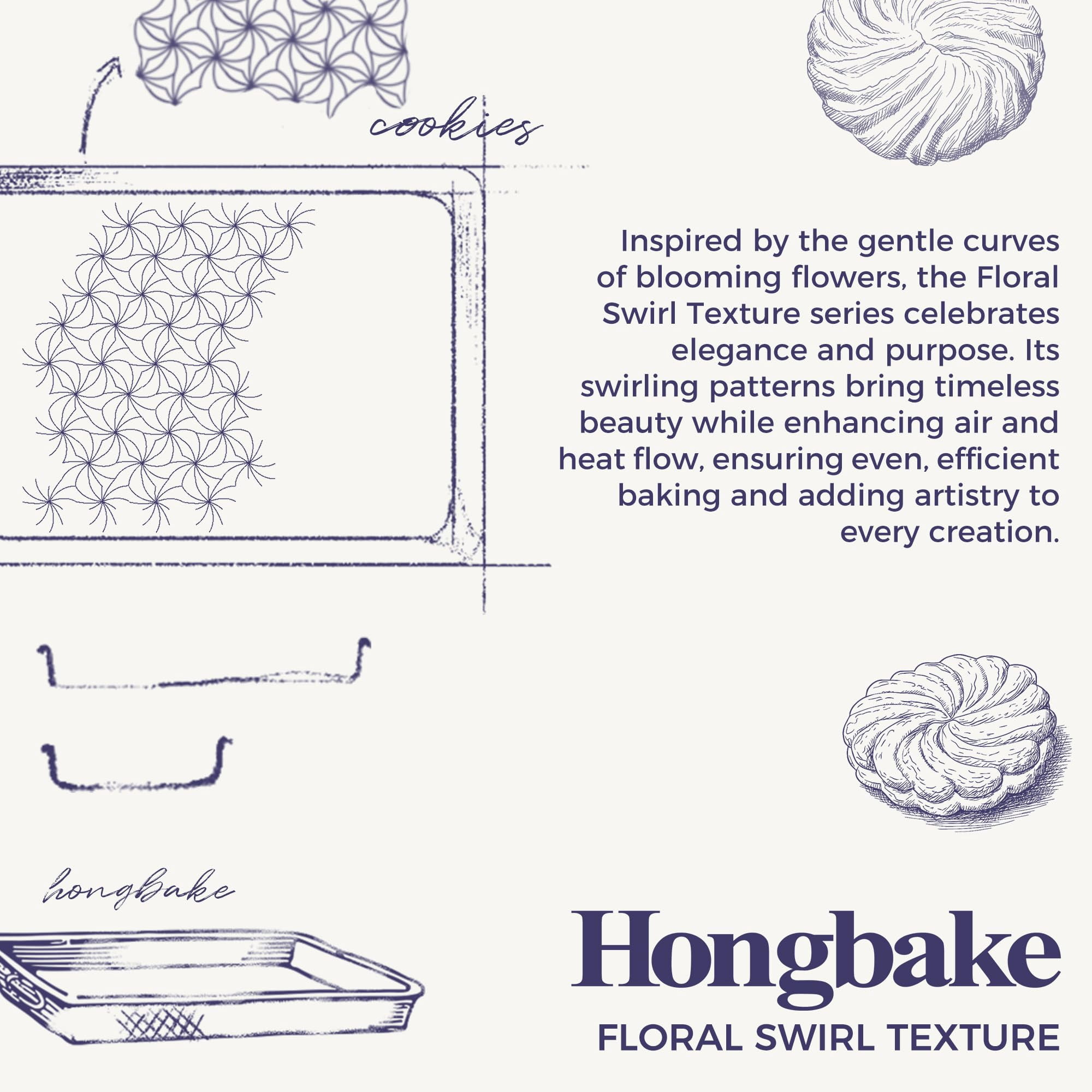 HONGBAKE Nonstick Baking Sheet Pan Set of 3, Cookie Sheets for Baking, Half Sheet, Quarter Sheet & Jelly Roll Pan Set, Heavy Duty Carbon Steel Bakeware, Blue