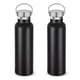 thumbnail image 1 of Botellas de agua aisladas de 20 oz a granel, paquete de 2, botella deportiva de doble pared de acero inoxidable, termos reutilizables de metal (negro, juego de 2), 1 of 5