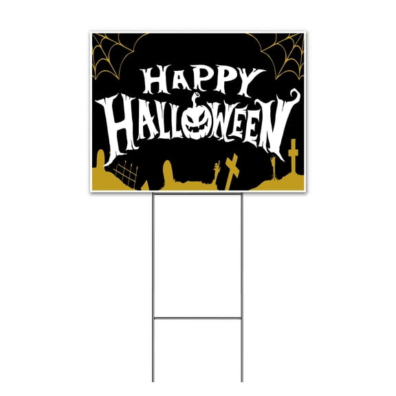 Happy Halloween (18" x 24") Yard Sign, Includes Metal Step Stake