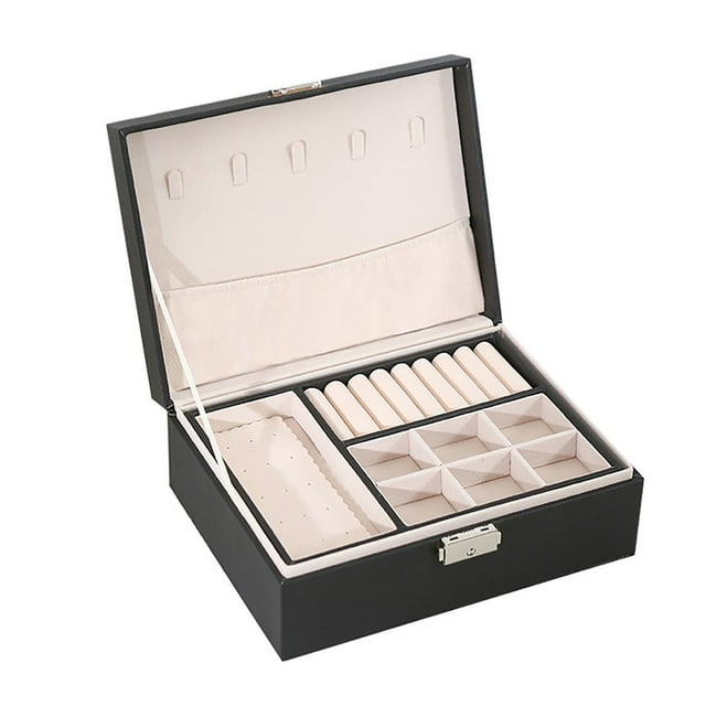 Pu Leather Jewelry Box Double Wooden Jewelry Box Princess Jewelry Storage Box Cosmetic Case