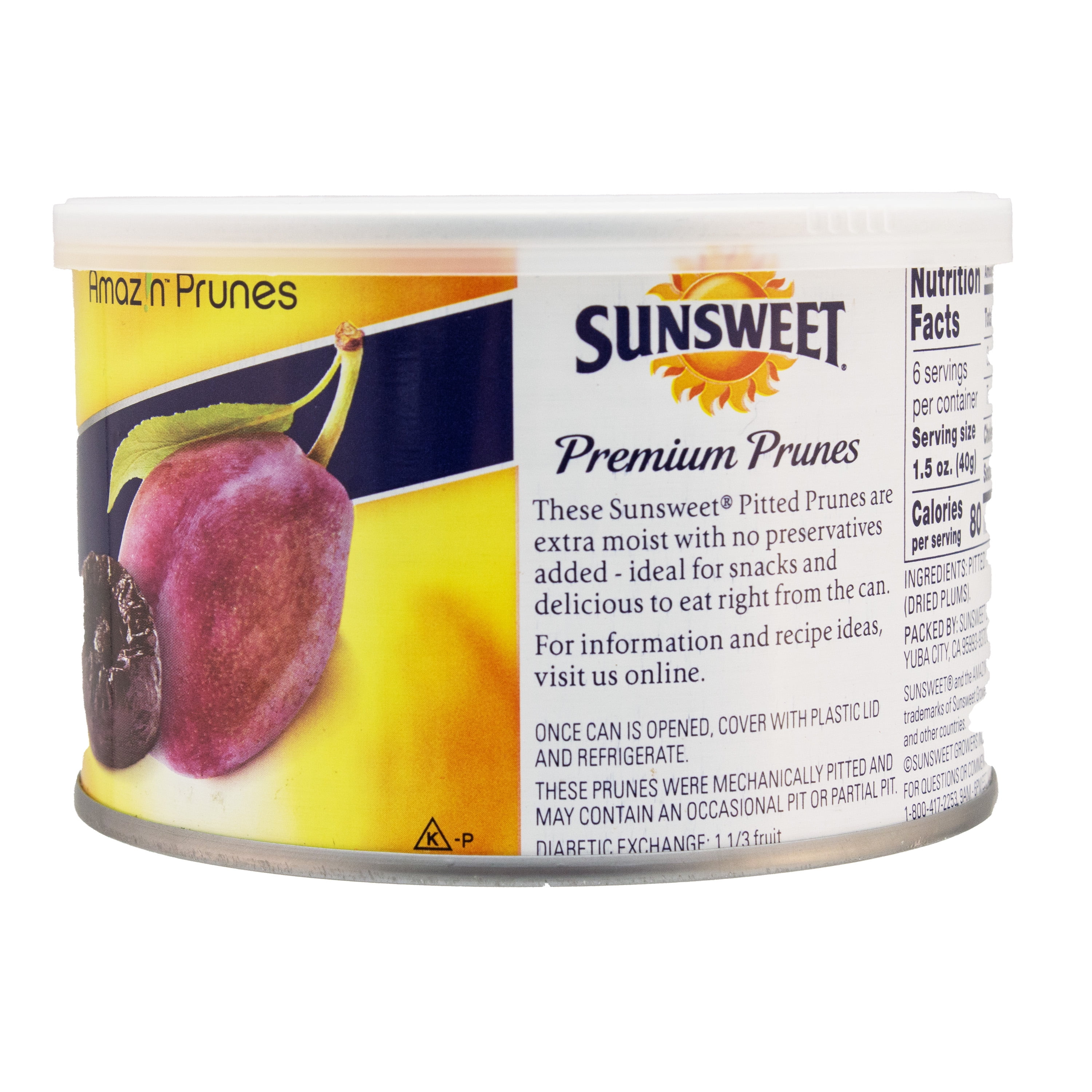 Sunsweet, Pitted Prunes, Dried Prunes, California Grown, No Sugar Added, 9 oz Pouch
