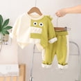 thumbnail image 3 of Owordtank Toddler Baby Boy Dinosaurs Clothes Fall Winter Cotton Long Sleeve Sweatshirt Tops+Joggers Pants 2-Piece Outfit Set, 3 of 8
