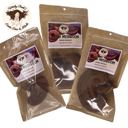 Witchy Pooh's Reishi Red Mushrooms - Large Whole Dried Mushrooms, Caffeine Free, 2.5-3oz