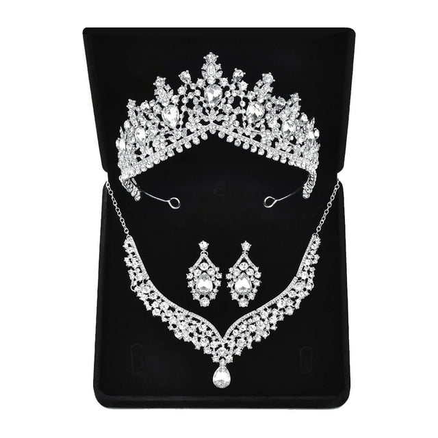 Guardurnaity 3 unids/set de joyería nupcial de cristal, collar de diamantes de imitación, pendiente, tocado de boda, accesorio de vestir decorativo Ropa, zapatos y accesorios Miscelánea Guardurnaity AP017661-01B