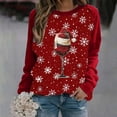 thumbnail image 2 of miqiqism Christmas Sweatshirts for Women Wine Glass Graphic Snowflake Print Shirts Juniors Casual Round Neck Raglan Long Sleeve Tops Loose Fit Tunic Blouses,R#01_Red,Small, 2 of 4