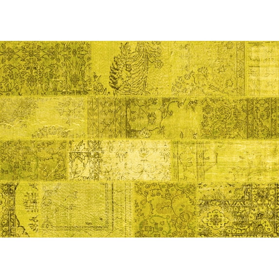 Ahgly Company Indoor Rectangle Patchwork Yellow Transitional Area Rugs, 5' x 8'