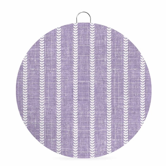 Round Metal Signs for Outside Purple Linen Leaves Vines Tin Signs Stainless Steel Hook Welcome Home Sign Plaque Vertical Stripes Lines Metal Sign for Front Door Porch Hanging Wall Decor Gifts 6 Inch