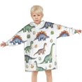 thumbnail image 3 of Watercolor Dinosaurs Eggs Plants Pattern Blanket Hoodies for Kids 6-13YR Oversize Wearable Blanket Hoodies for Boys Girls Teens, 3 of 7