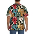 thumbnail image 3 of Fotbe Different Cats 1 Camisa Estampada de Manga Corta para Hombre, Casual de Verano, Estilo Playero, Sin Arrugas-X-Large, 3 of 5