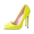 thumbnail image 5 of Zhabtuc Women's Classic Slip On Heels Sexy Pointed Toe Pumps Stiletto Pumps Party Dress Shoes Yellow Size 9, 5 of 6