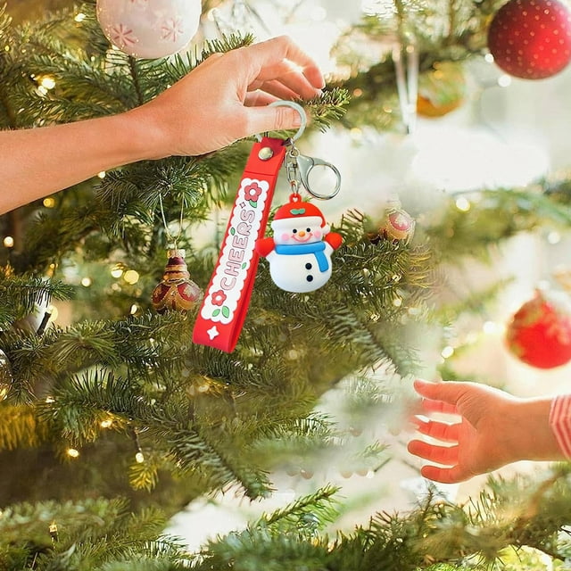 Christmas Santa Keychain For Christmas Couples Christmas Tree 3D Keychain Stained Glass Ornament Hangers Vintage Stained Glass Window Bottle Topper Beads on String Alphabet Wall Garland