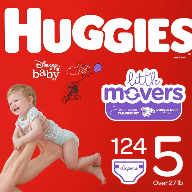 HUGGIES Little Movers Diapers, Size 5, 124 Count