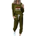 thumbnail image 2 of Tejiojio Christmas Womens Workout Sets Print Long Sleeve Sport Pullover Leisure Crop Tops + Pants Set, 2 of 5