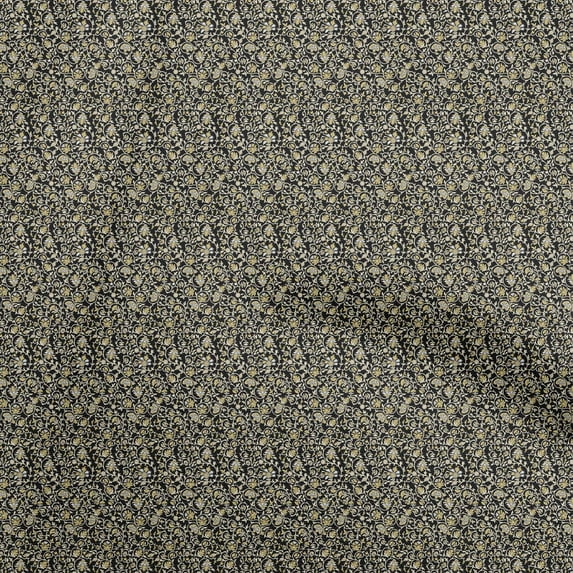 oneOone Rayon Black Fabric Asian Paisley Craft Projects Decor Fabric Printed By The Yard 56 Inch Wide