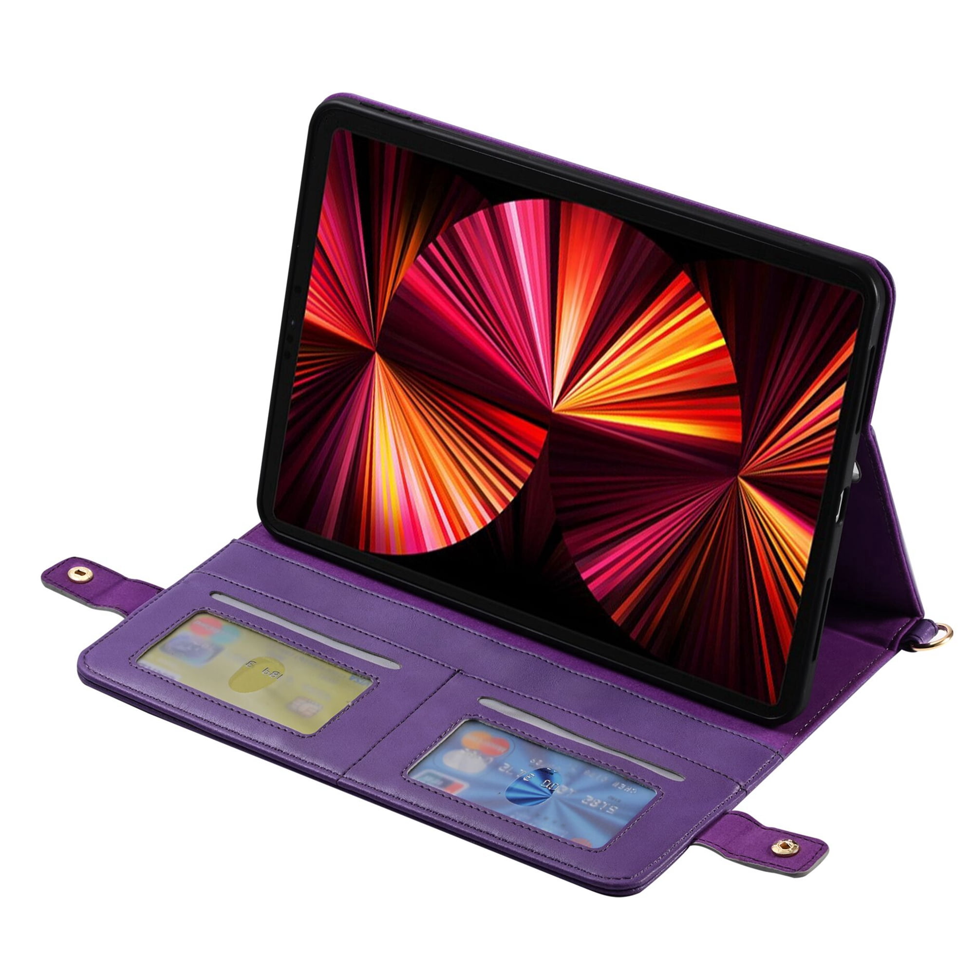 Dteck for iPad 10th Generation Case 10.9 Inch 2022, Premium PU Leather Business Folio Stand Cover with Apple Pencil Holder, 
Crossbody iPad Case with Card Wallet Envelope Pocket, Purple