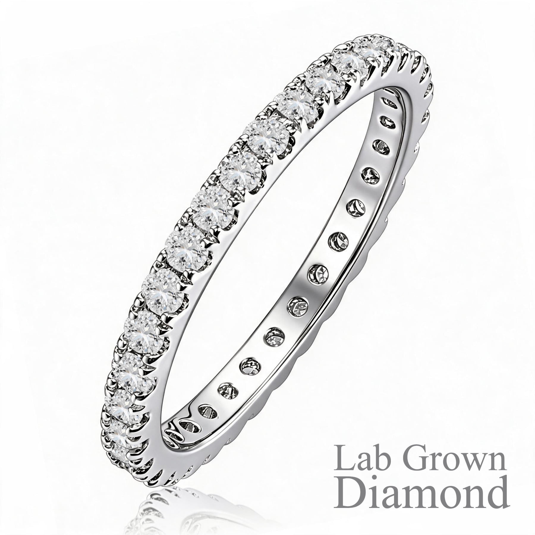 JeenMata Lab Grown Diamond Eternity Ring - Timeless Promise Gift for Women - in 18K White Gold Plating Wedding Rings