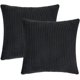 thumbnail image 1 of Juego de fundas de almohada decorativas negras de 20 x 20 pulgadas, para sofá, sala de estar, dormitorio, fundas de almohada de pana suaves y acogedoras, paquete de 2, decoración de rayas, 1 of 5